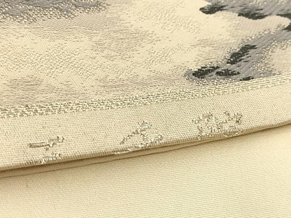 平和屋着物◎六通柄袋帯　三千院　銀糸　正絹　逸品　BAAW8810yc