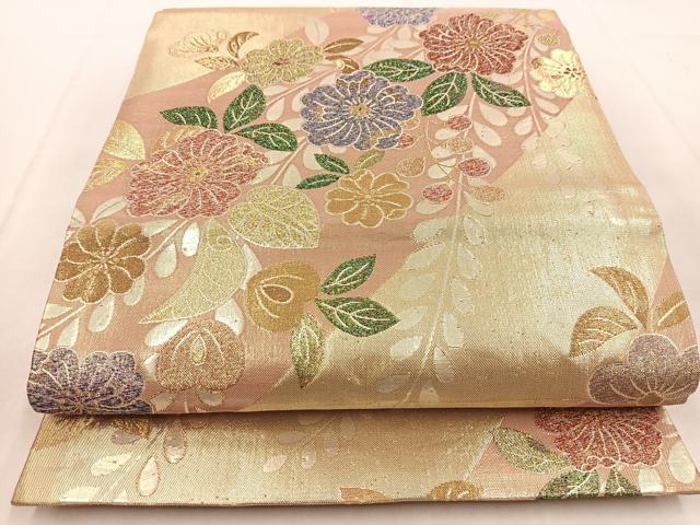 平和屋着物◎六通柄袋帯 辻が花 金糸 正絹 逸品 BAAW8818yc