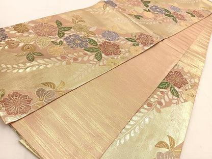 平和屋着物◎六通柄袋帯 辻が花 金糸 正絹 逸品 BAAW8818yc