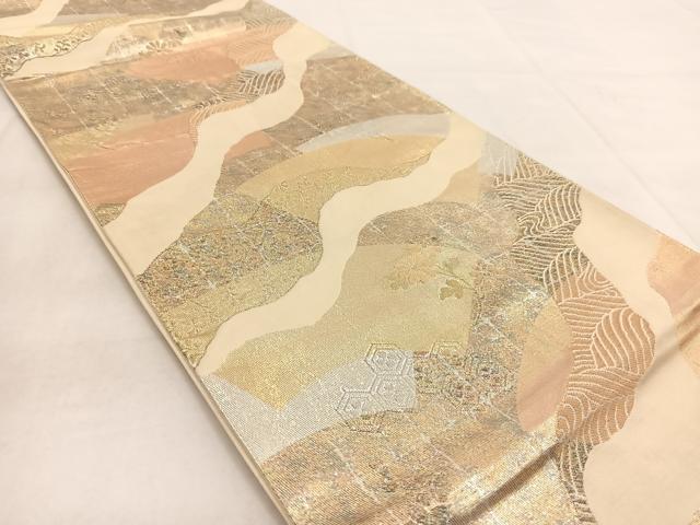 平和屋着物◎六通柄袋帯 道長花文 金銀糸 正絹 逸品 BAAW8821yc