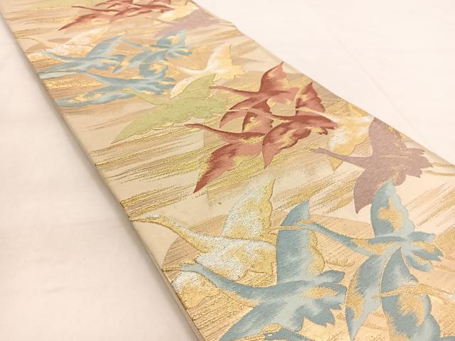 平和屋着物◎六通柄袋帯 唐織 飛鶴文 金銀糸 正絹 逸品 BAAW8822yc