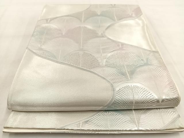 平和屋着物◎六通柄袋帯　唐織　松青海波　銀糸　正絹　逸品　BAAW8824yc