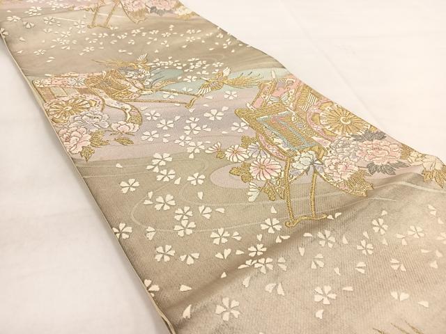 平和屋着物◎六通柄袋帯 唐織 鳳凰御所車花文 金糸 鈴乃屋扱い