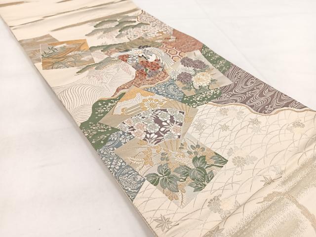 平和屋着物◎両面 六通柄袋帯 唐織 吉祥花鳥文 金銀糸 正絹 逸品 BAAW8833yc