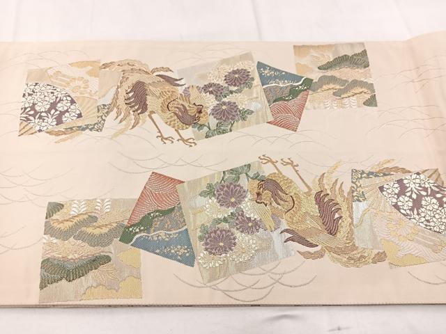 平和屋着物◎両面 六通柄袋帯 唐織 吉祥花鳥文 金銀糸 正絹 逸品 BAAW8833yc