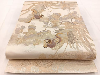 平和屋着物◎両面 六通柄袋帯 唐織 吉祥花鳥文 金銀糸 正絹 逸品 BAAW8833yc