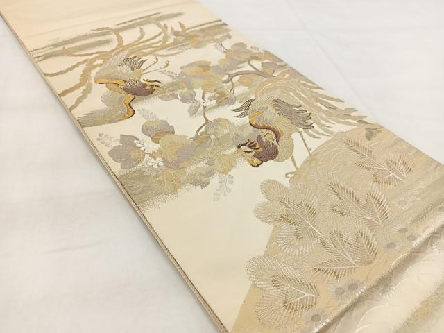 平和屋着物◎両面 六通柄袋帯 唐織 吉祥花鳥文 金銀糸 正絹 逸品 BAAW8833yc