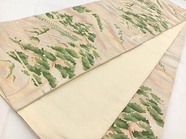 平和屋着物◎六通柄袋帯 唐織 枯山水 金銀糸 正絹 逸品 BAAW8834yc