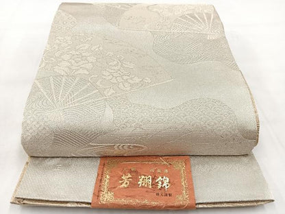 平和屋着物◎西陣　両面　全通柄袋帯　芳翔錦　佐賀つづれ織　孔雀　金糸　正絹　逸品　BAAW8838yc