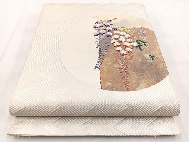 平和屋着物◎太鼓柄袋帯 唐織 藤花房 金糸 引箔 正絹 逸品 BAAW8844yc