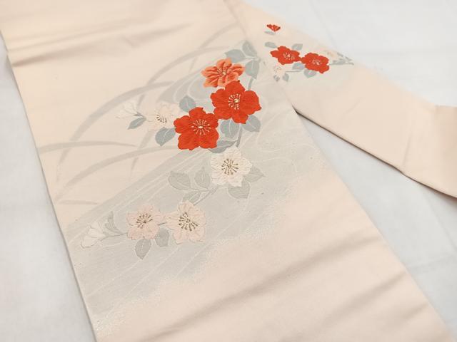 平和屋着物◎九寸名古屋帯 唐織 流水花文 金銀糸 正絹 逸品 BAAW8846yc