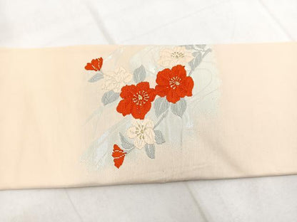 平和屋着物◎九寸名古屋帯 唐織 流水花文 金銀糸 正絹 逸品 BAAW8846yc