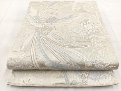 平和屋着物◎六通柄袋帯 唐織 鳳凰更紗花文 銀糸 正絹 逸品 BAAW8852yc