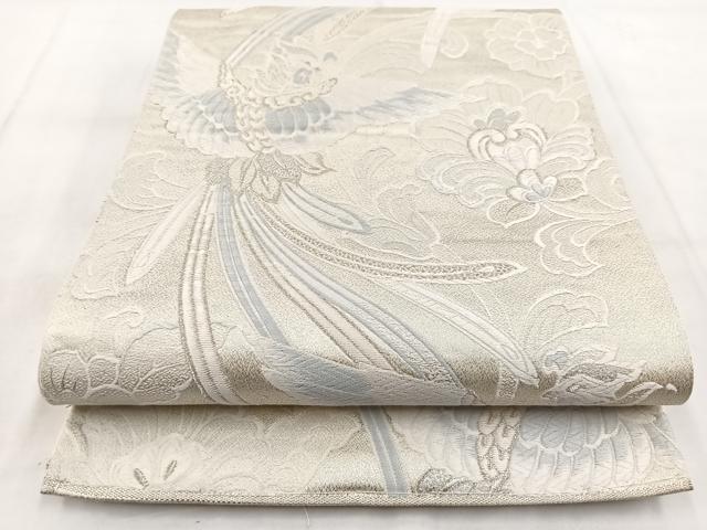 平和屋着物◎六通柄袋帯 唐織 鳳凰更紗花文 銀糸 正絹 逸品 BAAW8852yc