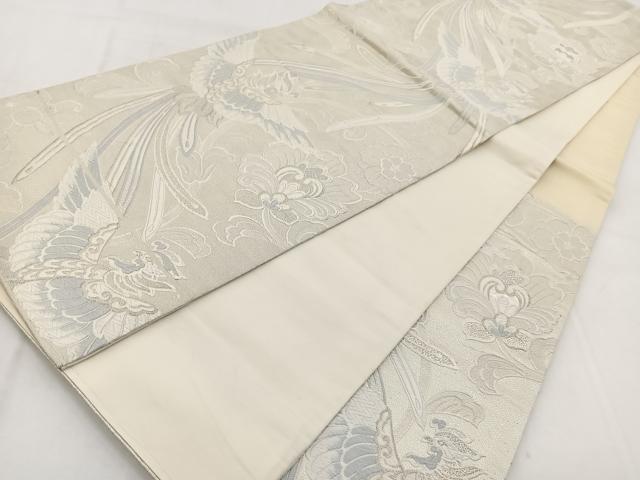 平和屋着物◎六通柄袋帯 唐織 鳳凰更紗花文 銀糸 正絹 逸品 BAAW8852yc
