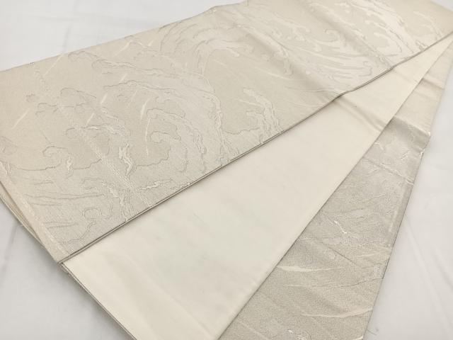平和屋着物◎六通柄袋帯　立波文　銀糸　正絹　逸品　BAAW8857yc