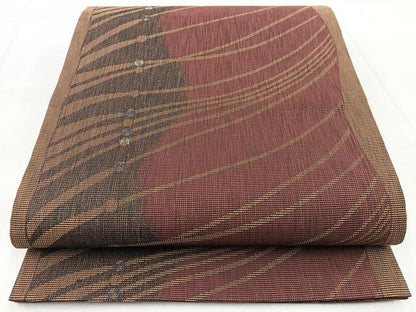 平和屋着物◎六通柄袋帯 横段文 金糸 正絹 逸品 BAAW8865yc