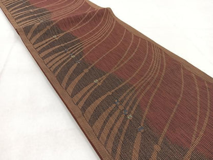 平和屋着物◎六通柄袋帯 横段文 金糸 正絹 逸品 BAAW8865yc