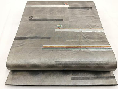 平和屋着物◎六通柄袋帯 四次元箔 幾何学文様 正絹 逸品 BAAW8873yc