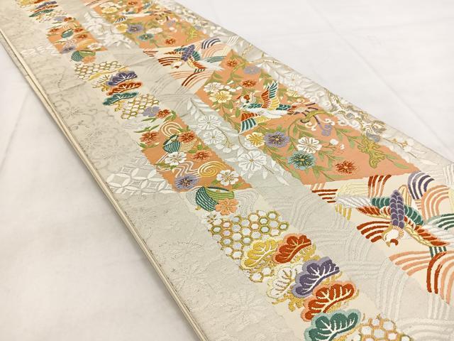 平和屋着物◎六通柄袋帯 唐織 鳳凰吉祥花文 金銀糸 正絹 逸品 BAAW8888yc