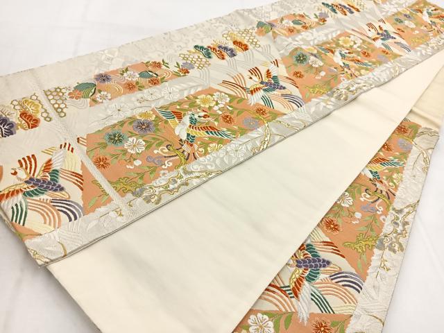 平和屋着物◎六通柄袋帯 唐織 鳳凰吉祥花文 金銀糸 正絹 逸品 BAAW8888yc