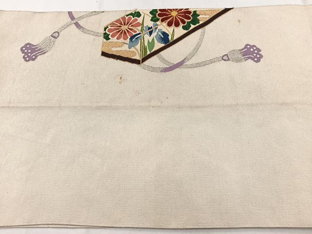 平和屋着物◎八寸名古屋帯 作家物 綴れ 文箱花文 金銀糸 正絹 逸品 BAAW8899yc