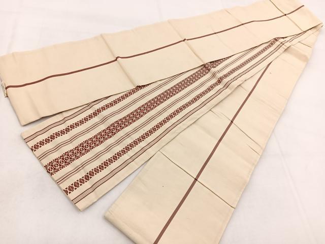 平和屋着物◎本場筑前博多織 両面 半幅帯 献上 証紙付き 正絹 逸品 BAAW8918yc