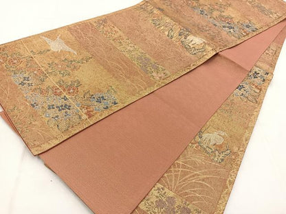平和屋着物◎佐賀錦 六通柄袋帯 琳派名画集 金糸 引箔 正絹 逸品 BAAW8923yc