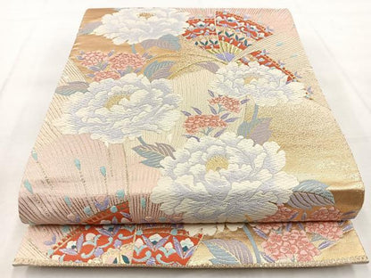 平和屋着物◎六通柄袋帯 唐織 九百錦 麗花蝶舞 金糸 正絹 逸品 BAAW8925yc