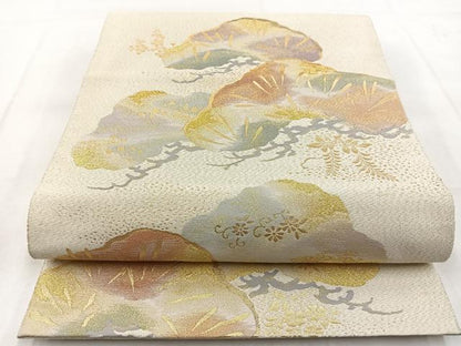平和屋着物◎両面 六通柄袋帯 綴れ 笠松文 金糸 正絹 逸品 BAAW8926yc