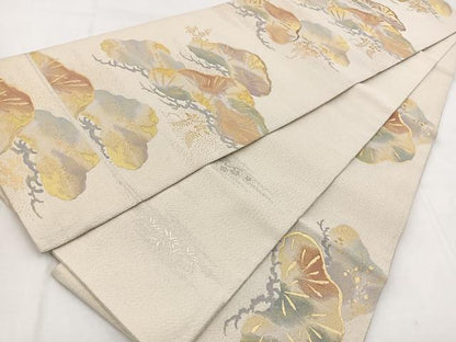平和屋着物◎両面 六通柄袋帯 綴れ 笠松文 金糸 正絹 逸品 BAAW8926yc