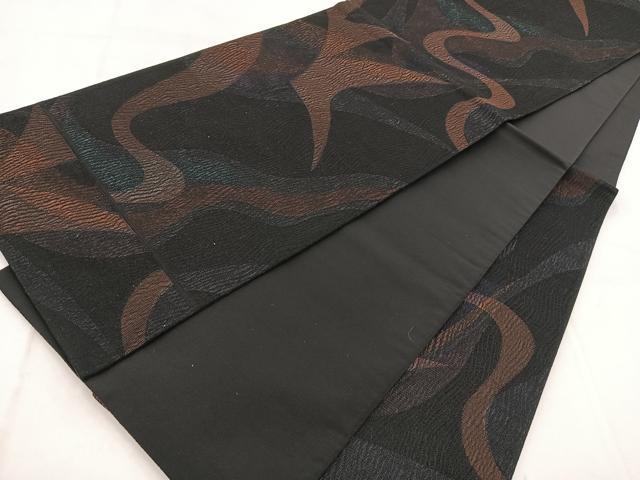 平和屋着物●六通柄袋帯　抽象丸文　黒地　正絹　逸品　CABC5595hy 平和屋着物○六通柄袋帯 抽象丸文 黒地 正絹 逸品 CABC5595hy : 平和屋