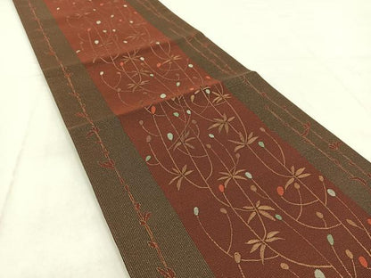 平和屋着物◎六通柄袋帯 草花間道 金糸 正絹 逸品 BAAW8929yc