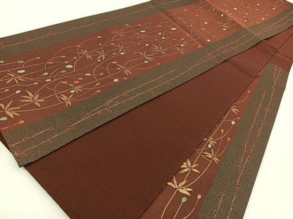 平和屋着物◎六通柄袋帯 草花間道 金糸 正絹 逸品 BAAW8929yc