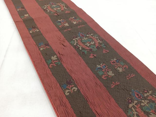 平和屋着物◎六通柄袋帯　ふくれ織　宝相華　金糸　正絹　逸品　BAAW8936yc