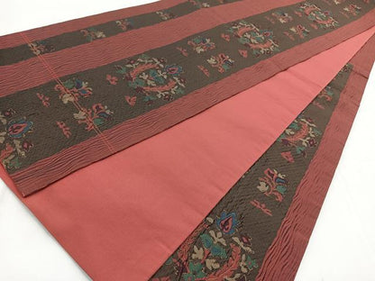平和屋着物◎六通柄袋帯　ふくれ織　宝相華　金糸　正絹　逸品　BAAW8936yc