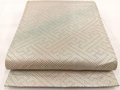 平和屋着物◎六通柄袋帯 紗綾形文 銀糸 正絹 逸品 BAAW8943yc