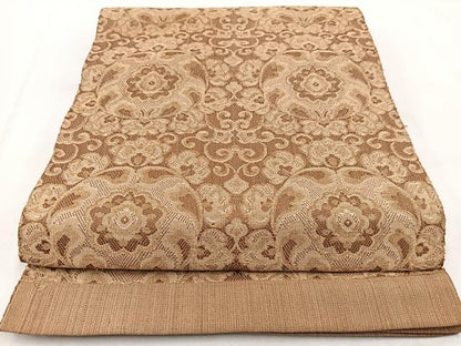 平和屋着物◎両面 全通柄袋帯 更紗花文 金糸 正絹 逸品 BAAW8948yc