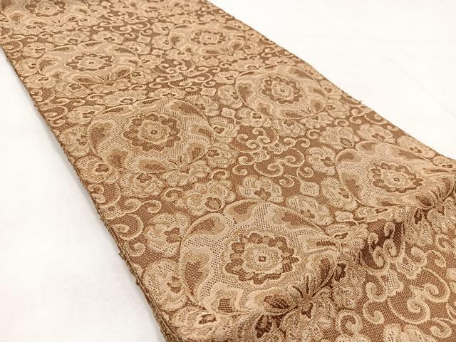 平和屋着物◎両面 全通柄袋帯 更紗花文 金糸 正絹 逸品 BAAW8948yc