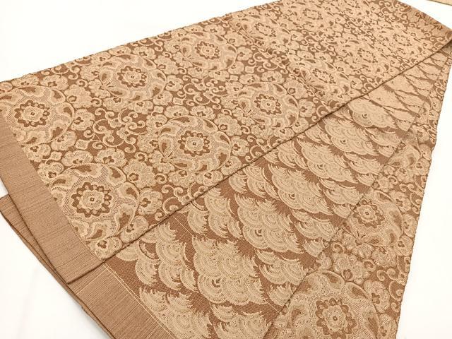 平和屋着物◎両面 全通柄袋帯 更紗花文 金糸 正絹 逸品 BAAW8948yc