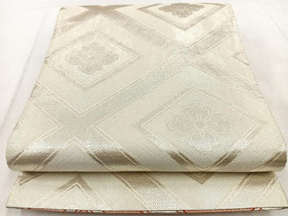 平和屋着物◎両面 全通柄袋帯 華菱文 銀糸 正絹 逸品 BAAW8949yc