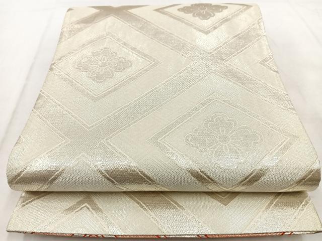 平和屋着物◎両面 全通柄袋帯 華菱文 銀糸 正絹 逸品 BAAW8949yc