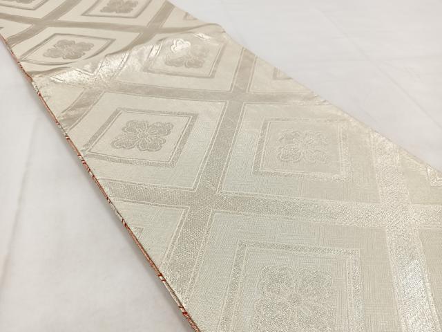 平和屋着物◎両面 全通柄袋帯 華菱文 銀糸 正絹 逸品 BAAW8949yc