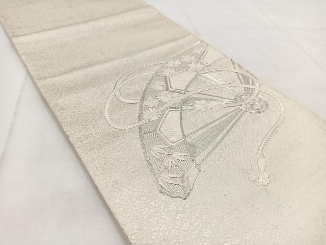 平和屋着物●太鼓柄袋帯　紬地　刺し子　総刺繍　吉祥文様　正絹　逸品　DABB4266ps 平和屋着物○太鼓柄袋帯 霞文 銀通し地 正絹 逸品 未使用 CABG9335dyの