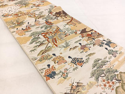 平和屋着物◎六通柄袋帯 唐織 雅遊清薫雲取文 金糸 正絹 逸品 BAAW8965yc