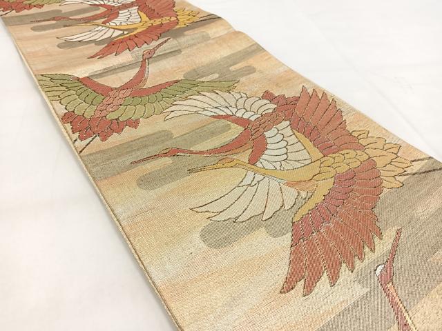 平和屋着物◎佐賀錦　六通柄袋帯　飛鶴文　金銀糸　正絹　逸品　BAAW8969yc
