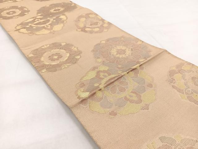 平和屋着物◎六通柄袋帯　正倉院花文　金糸　正絹　逸品　BAAW8975yc