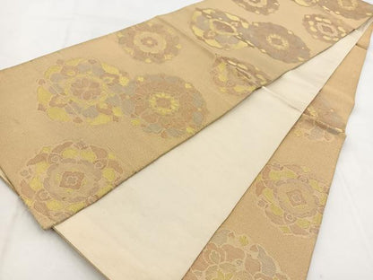 平和屋着物◎六通柄袋帯　正倉院花文　金糸　正絹　逸品　BAAW8975yc