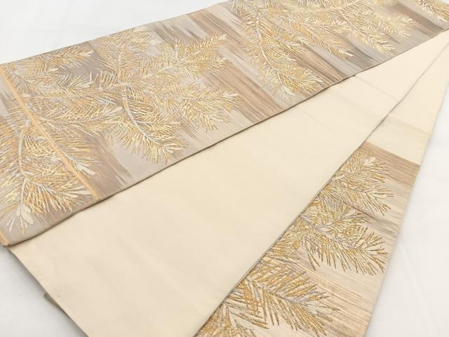 平和屋着物◎六通柄袋帯 唐織 若松葉文 金銀糸 正絹 逸品 BAAW8976yc