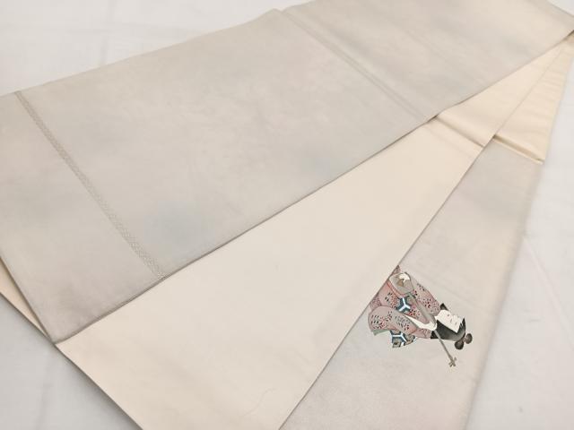 平和屋着物◎太鼓柄袋帯　手描き　人物楽器文　金銀彩　引箔　正絹　逸品　BAAW8989yc